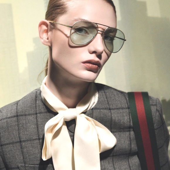 GUCCI AVIATOR UNISEX GOLD FRAME GLASSES - Picture 6 of 6